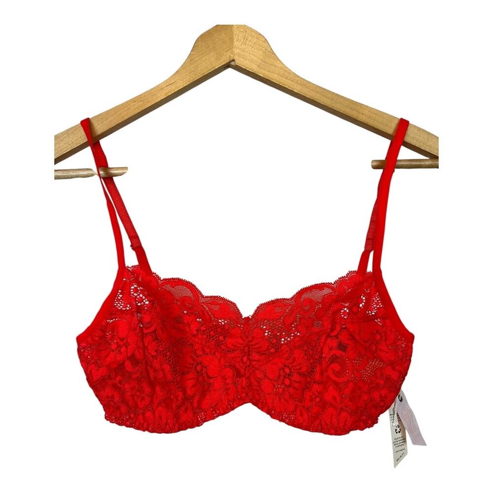 We are HAH Free People NWT Hook Up Bra Blood orange Red 30-38 C Lace Lingerie